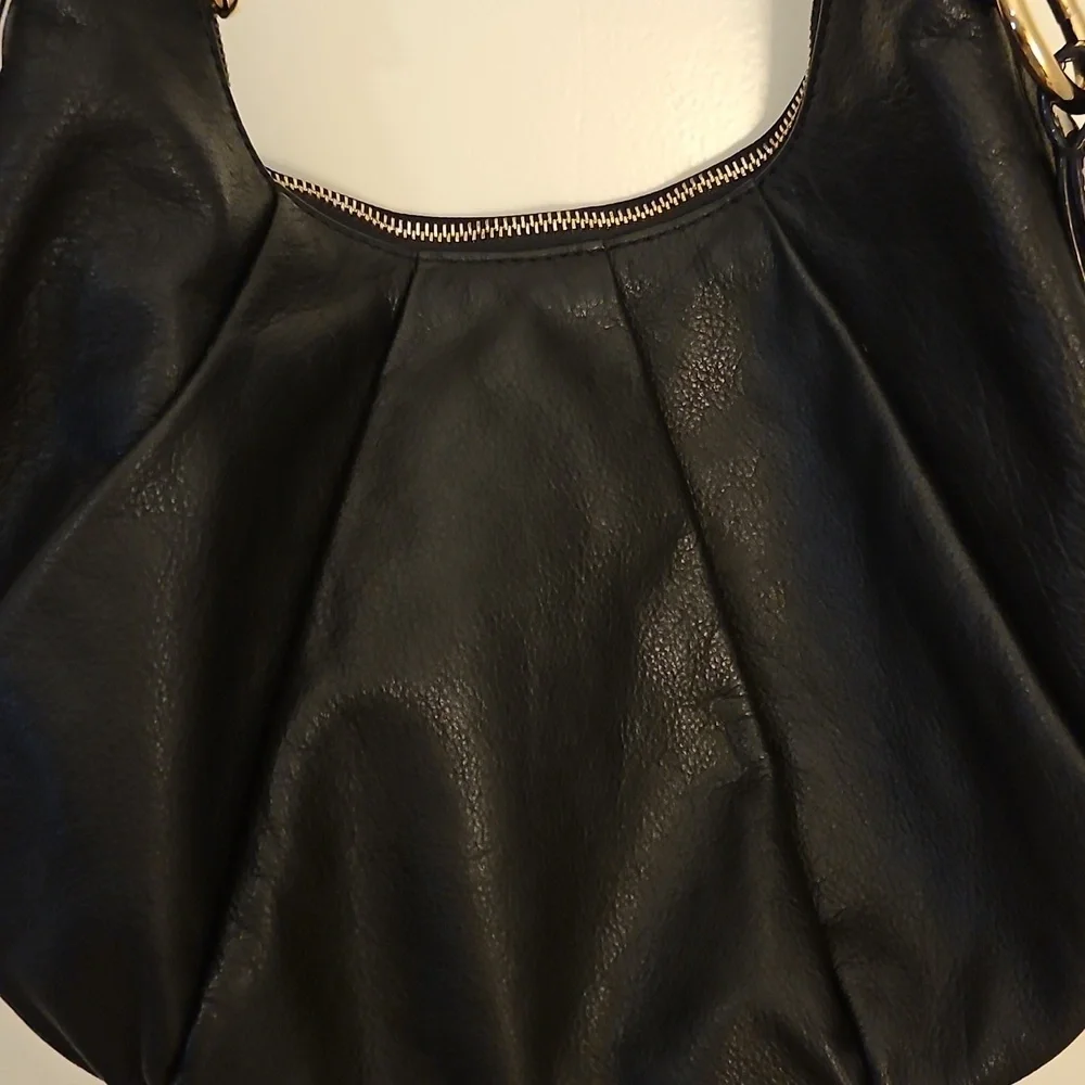SIMPLY VERA Black Leather Hobo Shoulder Bag